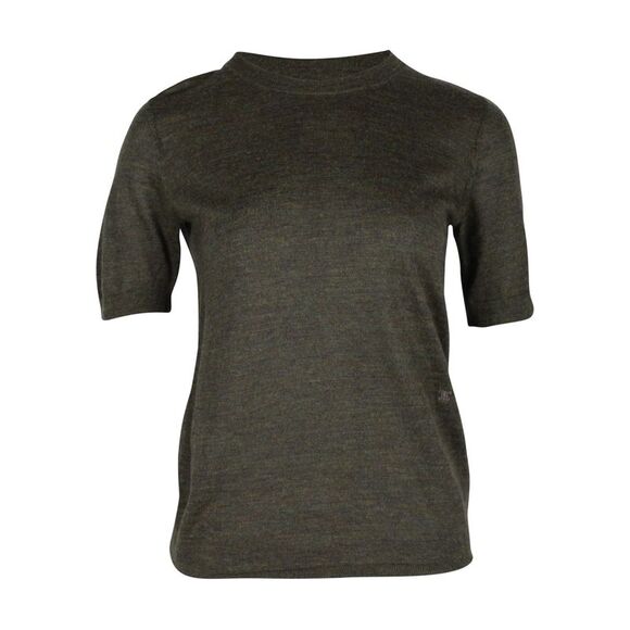 Celine Short-Sleeve Knit T-shirt in Green Acrylic and Wool